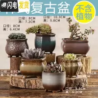 三维工匠多肉花盆陶瓷透气大口径家用创意粗陶肉肉植物小盆器 韩式复古盆(6个) 小花盆容器