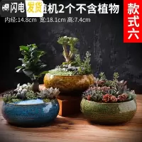 三维工匠多肉花盆粗陶透气大口径家用创意个性肉肉植物陶瓷老桩盆 套装六 中等花盆容器