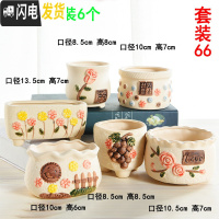 三维工匠多肉花盆批发大口径素烧陶瓷室内植物透气性花盆 套装66 中等花盆容器