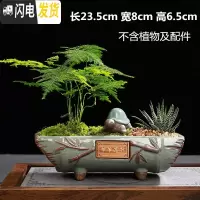 三维工匠大口径拼盘多肉花盆陶瓷个性粗陶肉肉植物大号创意小花盆 哥窑长方形-节节高升 中等花盆容器