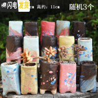 三维工匠麦饭石多肉花盆陶瓷手绘粗陶复古爆裂创意大老桩盆栽室内 麦饭石老桩随机3个 中等花盆容器