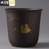 三维工匠陶瓷蝴蝶兰专用绿植绿萝吊兰创意简约大号多肉小花盆栽 JF-紫砂花盆-佛语 11cm花盆容器