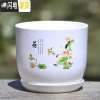 三维工匠水培花盆铜钱花盆水仙花睡莲碗莲无孔水养仿陶瓷大花盆 荷花(无孔水培花盆) 5号口径29.8厘米花盆容器