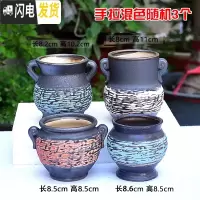 三维工匠4个9.9元陶瓷花盆多肉粗陶素烧透气个性自彩陶瓷花盆大小盆栽 香槟色手拉混色随机3个 小花盆容器