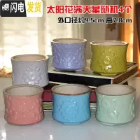 三维工匠4个9.9元陶瓷花盆多肉粗陶素烧透气个性自彩陶瓷花盆大小盆栽 太阳花满天星随机4个 小花盆容器