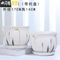 三维工匠花盆陶瓷家用简约室内大号带托盘大绿萝多肉家用花盆批发 88003草花两个17厘米 大花盆容器