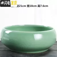 三维工匠一叶莲铜钱花盆水仙花睡莲碗莲无孔陶瓷大水培多肉大号 青瓷水培花盆-03富贵圆 大花盆容器