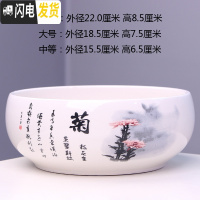 三维工匠无孔大号铜钱花盆 陶瓷 中国风绿萝碗睡莲水培植物水仙花盆 水培.菊花 特大花盆容器