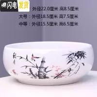 三维工匠无孔大号铜钱花盆 陶瓷 中国风绿萝碗睡莲水培植物水仙花盆 水培.秋月 特大花盆容器