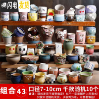 三维工匠多肉花盆陶瓷简约粗陶透气室内大口径肉肉植物创意小花盆 款式四 中等花盆容器