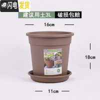 三维工匠升级二代加仑盆加厚塑料树脂阳台玫瑰月季铁线莲绿萝大号控根花盆 卡其色[3个装]环二代1加仑(含托) 大花盆容器