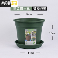 三维工匠升级二代加仑盆加厚塑料树脂阳台玫瑰月季铁线莲绿萝大号控根花盆 军绿色[3个装]环二代1加仑(含托) 大花盆容器