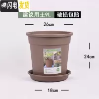 三维工匠升级二代加仑盆加厚塑料树脂阳台玫瑰月季铁线莲绿萝大号控根花盆 卡其色环二代3加仑(含托) 大花盆容器