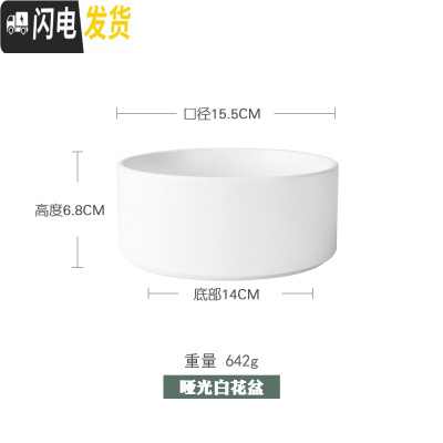 三维工匠ins多肉植物花盆陶瓷北欧简约木架创意无孔绿萝铜钱水培花盆小 白色花盆 中花盆容器