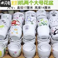 三维工匠花盆陶瓷大号带托盘家用绿萝吊篮盆简约大口径多肉植物盆 大号随机带托2个17cm 中等花盆容器