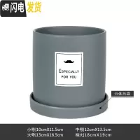 三维工匠简约圆柱ins北欧风带托盘室内沙漠植物现代创意陶瓷多肉花盆批发 哑光灰(FORYOU) 小花盆容器
