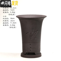 三维工匠宜兴陶瓷紫砂吊兰兰花盆 现代简约绿植园艺桌面盆栽大号紫砂花盆 黑色S112(带托) 大花盆容器