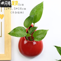 三维工匠水培墙上壁挂花盆半壁陶瓷中式创意阳台悬吊盆免打孔绿萝悬挂饰盆 YY-壁挂-中水滴(红) 小花盆容器