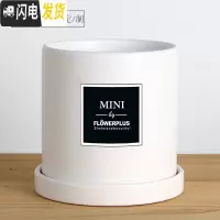三维工匠简约圆柱ins北欧风格带托盘室内沙漠 哑光白(MINI)防水贴纸 中号·口径12cm高13花盆容器