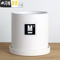 三维工匠简约圆柱ins北欧风格带托盘室内沙漠植 哑光白(M18)防水贴纸 大号·口径15cm高16花盆容器