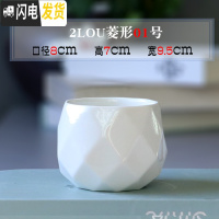 三维工匠创意多肉白色动物陶瓷小花盆家用植物陶瓷盆卡通萌萌可爱阳台个性 2LOU菱形01号(无拖) 小花盆容器