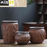 三维工匠老桩泡泡釉花盆陶瓷粗陶肉肉植物复古大号大口径复古花盆 DL手造-05组合3个 中等花盆容器
