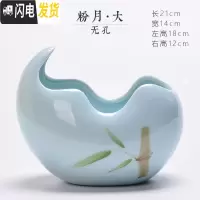 三维工匠水培容器创意简约大植物器皿绿萝多肉铜钱水仙花盆陶瓷批发 粉月大(无孔) 中等花盆容器