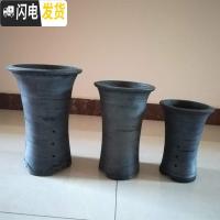 三维工匠古典手工黑陶大号兰花盆兰花专用透气泥盆君子兰老式陶瓷盆泥瓦盆 特惠美人腰小号2个装 中等花盆容器