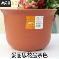 三维工匠圆花盆中钵加厚树脂花盆栽绿植多肉盆 茶色 5号外径15.6高10.7cm3个装花盆容器