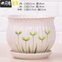 三维工匠特大号带托盘花盆陶瓷大号绿萝兰花家用多肉花盆 5011(豆芽)1个 14cm花盆容器