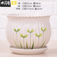 三维工匠特大号带托盘花盆陶瓷大号绿萝兰花家用多肉花盆 5011(豆芽)1个 17CM花盆容器