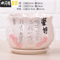 三维工匠特大号带托盘花盆陶瓷大号绿萝兰花家用多肉花盆 5025(坚持)1个 20-22cm花盆容器