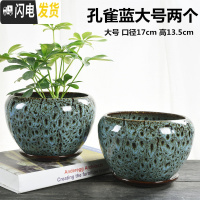 三维工匠花盆陶瓷大号特大吊兰带托盘创意绿萝简约家用小多肉花盆 苹果KQL大号两个组合 大花盆容器