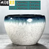 三维工匠绿萝花盆陶瓷大号特大号简约直筒肉肉植物多肉花盆带托盘 浅天蓝苹果型[蓝麻流] 中号(尺寸看图片)花盆容器