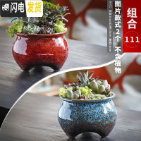 三维工匠多肉花盆大口径特大号陶瓷绿植肉肉盆器创意个性粗陶拼盘 款式-4 大花盆容器