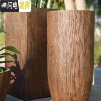 三维工匠水泥花盆定制定做大号简约创意个性现代客厅落地阳台别墅酒店园林 高圆28*28*57 大花盆容器