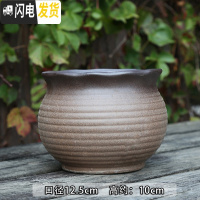 三维工匠多肉花盆大号陶瓷创意简约绿植复古粗陶陶罐植物组合盆栽透气 口径12.5高10cm(有孔) 大花盆容器