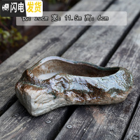 三维工匠多肉花盆大号陶瓷创意简约绿植复古粗陶陶罐植物组合盆栽透气 军绿色AD11(有孔) 大花盆容器