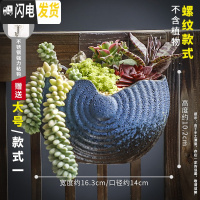 三维工匠挂墙花盆壁挂陶瓷欧式创意阳台多肉垂吊田园盆绿萝悬挂式装饰花器 螺纹大号-款式1 中等花盆容器