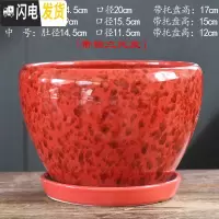 三维工匠北欧简约花盆陶瓷大号带托盘蝴蝶兰创意兰花绿萝绿植多肉花盆 S1CZ-富贵红单个 特大花盆容器