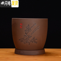 三维工匠古典紫砂兰花盆多肉盆室内景盆粗陶榕树大创意紫砂陶瓷盆家用 紫砂0308雅趣(黑色) 大花盆容器