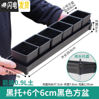 三维工匠控根多肉花盆套装组合塑料创意个性简约透气北欧风肉肉小盆器 [窄排水黑托]+6个黑盆(6cm盆) 中小花盆容器