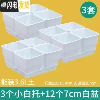 三维工匠控根多肉花盆套装组合塑料创意个性简约透气北欧风肉肉小盆器 [3套]小白托+4个白盆(7cm盆) 中小花盆容器