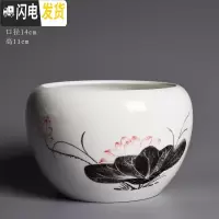 三维工匠睡莲陶瓷大号水养植物一叶莲荷花盆铜钱水培器皿 [碗莲专用盆-墨荷] 大花盆容器
