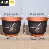 三维工匠宜兴紫砂花盆特大号盆景盆兰花盆君子兰花盆特 涂鸦黑色描金大号一对两个 手工测量误差±0花盆容器