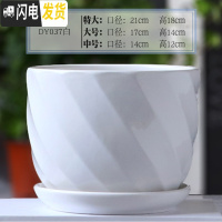 三维工匠陶瓷花盆带托盘特大大号创意多肉室内家用吊兰绿萝盆 DY4037白 14cm花盆容器