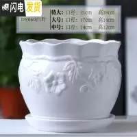 三维工匠陶瓷花盆带托盘特大大号创意多肉室内家用吊兰绿萝盆 DY0060白 17CM花盆容器
