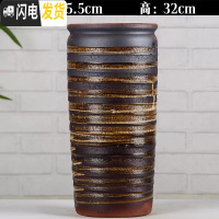 三维工匠花盆陶瓷大号老桩中国风创意家用绿萝吊兰肉肉多肉花盆 直桶黑刷釉 大花盆容器