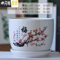 三维工匠陶瓷花盆带托盘特大大号创意多肉室内家用吊兰绿萝盆 DY060情人梅 20-22cm花盆容器