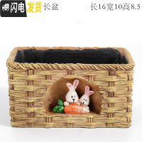 三维工匠大号特大号口径蘑菇房子小号可爱少女心延禧微景观多肉花盆器拼盘 大号萝卜兔长盆 中等花盆容器